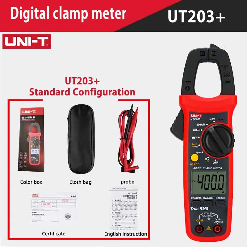 voice volume meter UNI-T UT204 Plus/UT210 Series Clamp Ammeters. Temperature Voltage Tester LCD Digital Current clamp AC/DC NCV True Rms Multimeter loggers tape measure Measurement & Analysis Tools