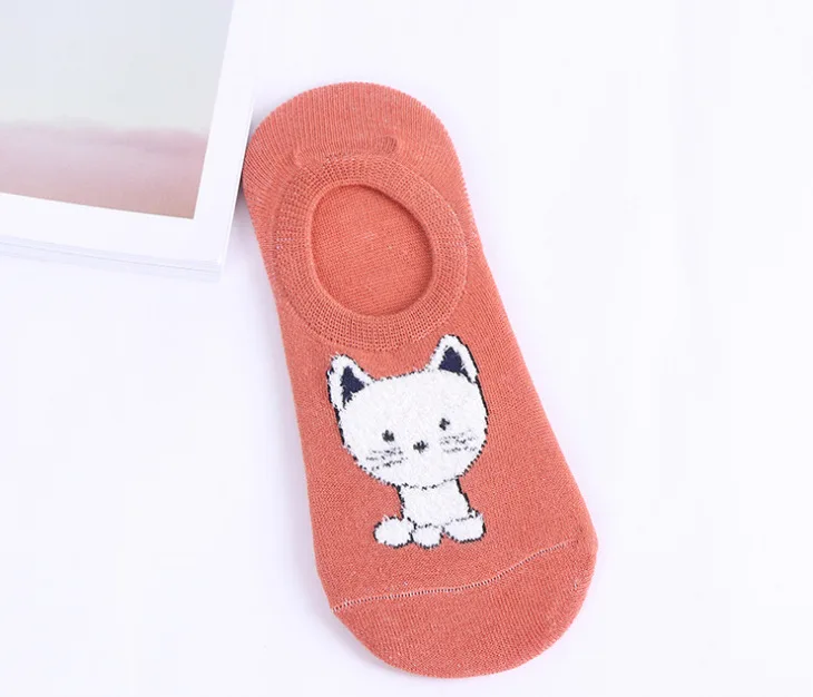 Spring And Summer New Style Japanese-style Cute Cartoon Cotton Women’s Boat Socks Silica Gel Anti-slip Hidden Socks WOMEN'S