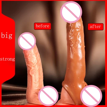Male Dildos Condom Reusable Penis Sleeve Enlargement Penis Extender Sex Toys for Men Dildo Enhancer Penis Ring Extend 8CM 5