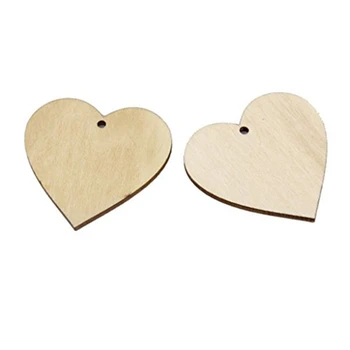 

25pcs 40mm Blank Heart Wood Slices Discs for DIY Gift Box Party Supplies Wedding Decoration Embellishments (Wood Color)