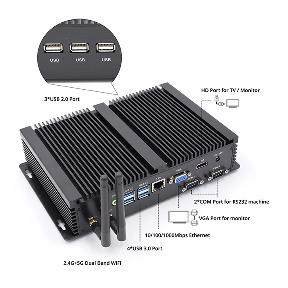 Compact Mini ITX Desktop PC with Intel Core i5/i3/i7 Processors, RS232 COM, HDMI, VGA, Wall Mountable Design, and WiFi Connectivity Description Image.This Product Can Be Found With The Tag Names Barebone Mini PC, Computer Office, Mini itx computer core