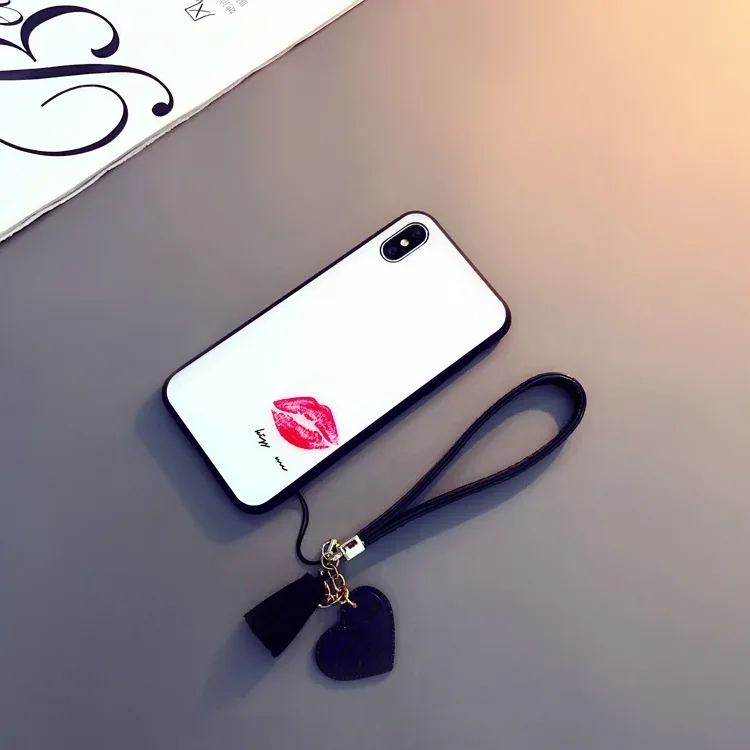 WHITE2 Для Xiaomi Redmi Note 8 Pro S2 5A 5 Plus 6A 7 Pro 4X 8A чехол из закаленного стекла с сердечком задняя крышка с кисточками ремешок для Note 7 Pro - Цвет: WHITE2