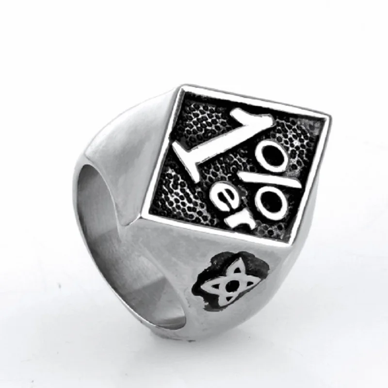 Men's Stainless Steel Ring 1%er One Percent Outlaw Biker Motorcycle Silver color US SIZE 7-15 stainless steel ring finger ring silver ring