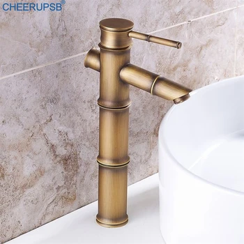

Sink Tap Retro Bamboo Joint Faucet Bathroom Hot Cold Water Mixer Taps Wash Basin Antique Faucets Brass Chrome Torneira Banheiro