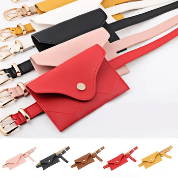 

Women Casual Phone belt bag Women Fashion Mini Leather Waist Bag Outdoor Sport Solid Hasp Chest Bag