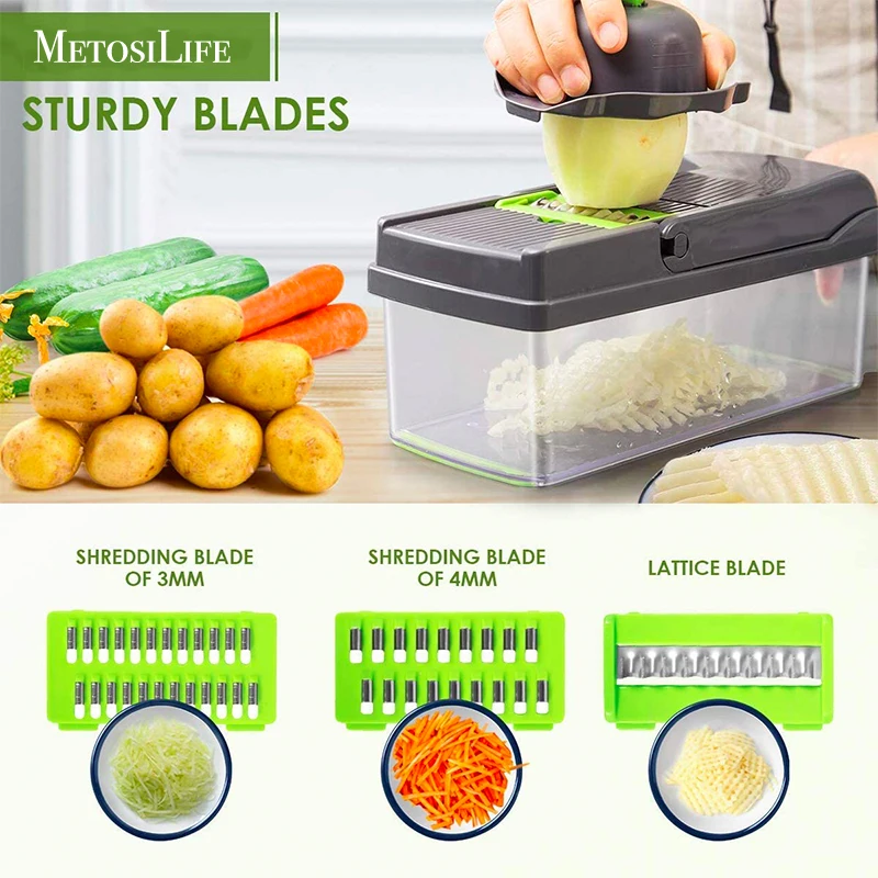 Vegetable Chopper Food Chopper - Tomato Dicer, Onion Chopper, Vegetable Cutter - Food Dicer Chopper with Storage Container & Slip-Proof Mat - Kitchen