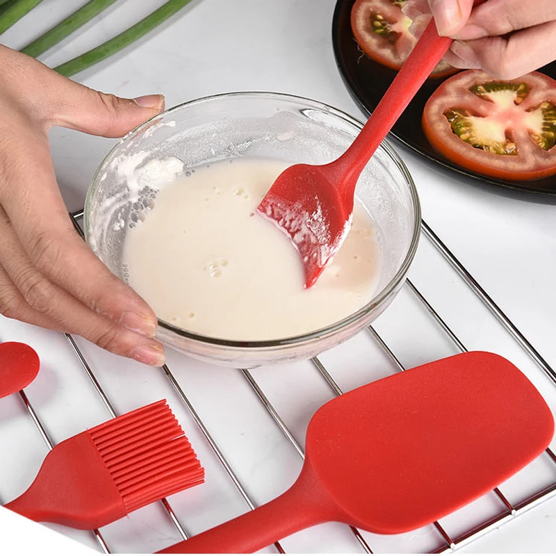6PCs/Set Red Baking Tool Spatula Brush Set Silicone Kitchenware Cream Scraper Mixing Batter Scraper Brush Butter Bakeware Tool 6PCs/Set Red Baking Tool Spatula Brush Set Silicone Kitchenware Cream Scraper Mixing Batter Scraper Brush Butter Bakeware Tool