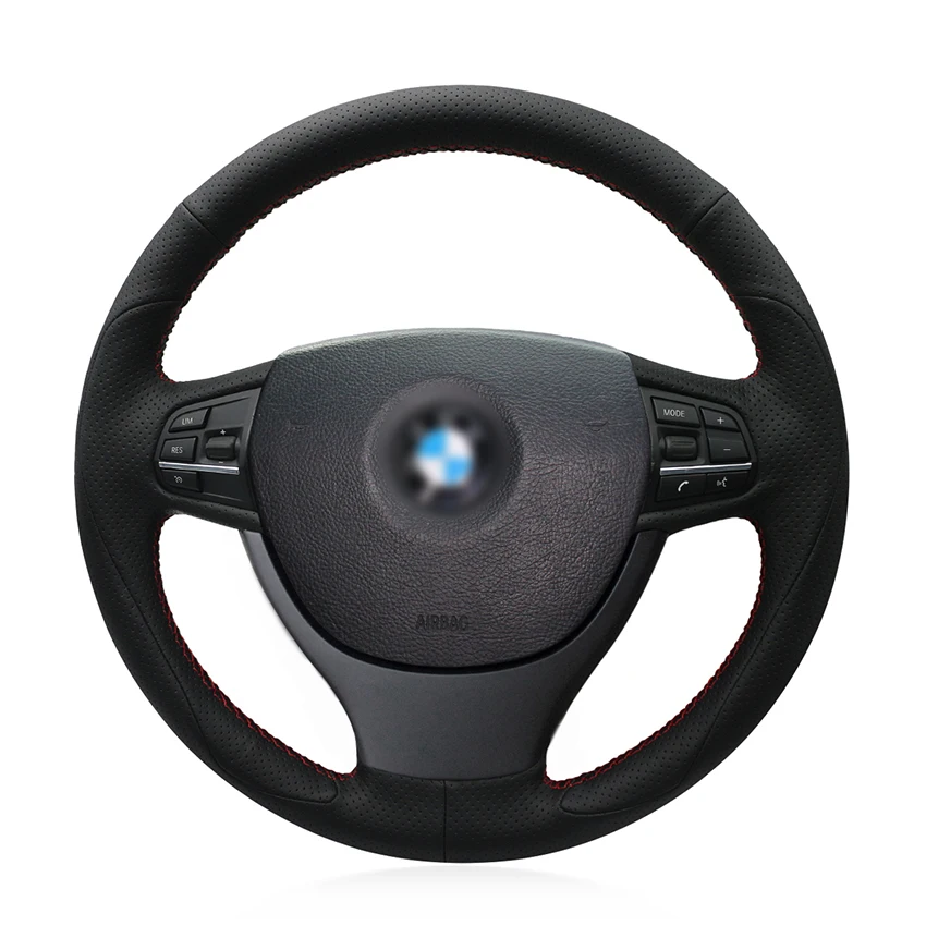 cheap Black Leather Car Steering Wheel Cover for BMW F10 F07 (GT) 2009 2017 F11 (Touring) 2010 2017 F01 F02