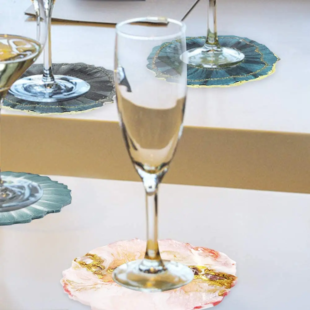 4PCS Resin Coaster Tray Molds Silicone Mold For Epoxy Resin Mold For DIY Making Faux Agate Slices Coaster Form Mould Home Decor