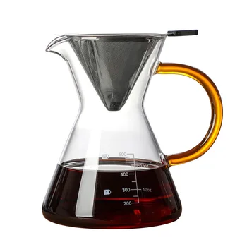 

500ml/1 Glass Coffee Dripper and Pot Set for Japness Style V60 Glass Coffee Filter Reusable Coffee Filters