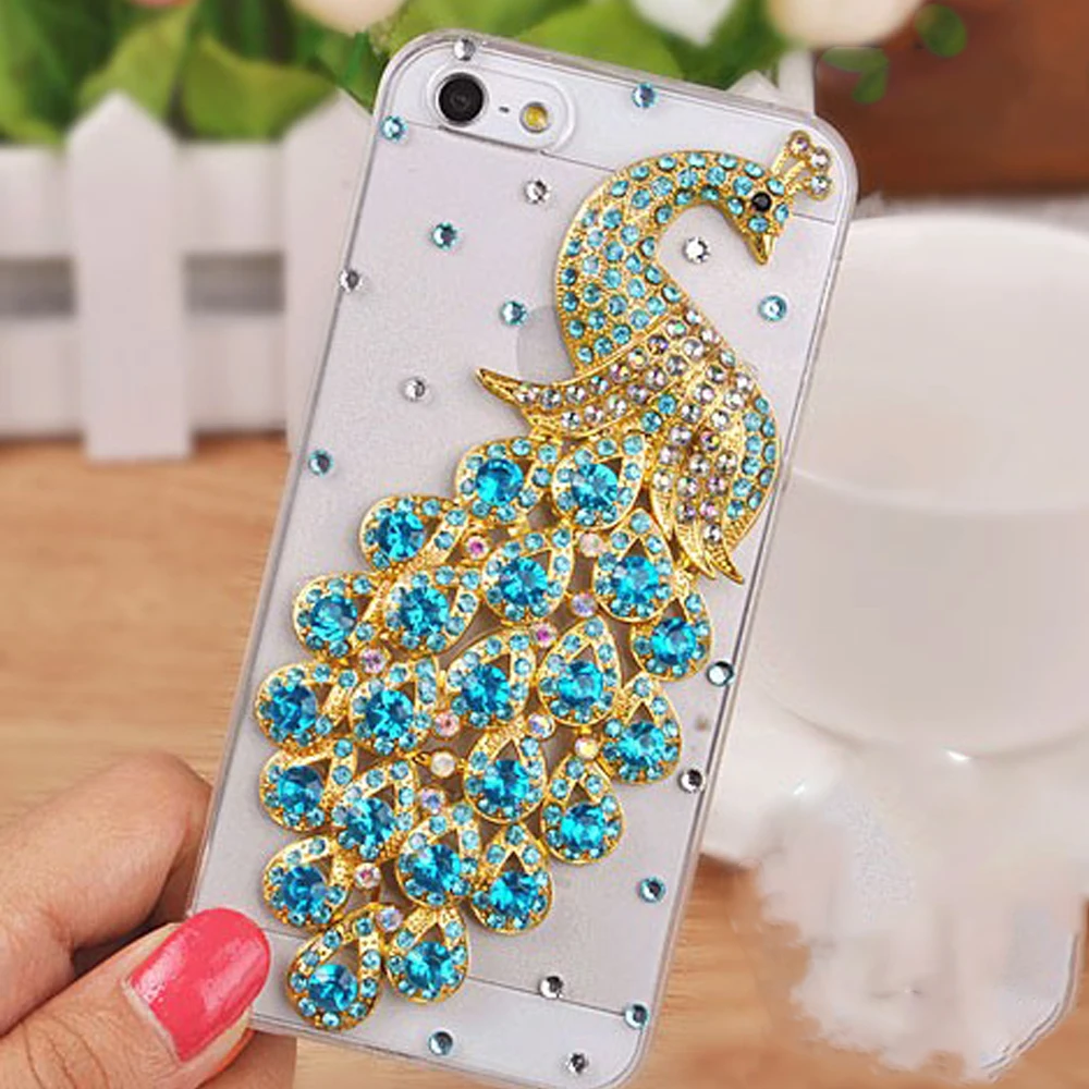 Green Peacock Блестящие стразы, чехол, мягкий край, Кристальный Павлин, чехол для телефона IPhone/samsung Galaxy - Цвет: Green Peacock
