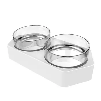 

Adjustable Neck Guard Dual Bowl with Hexagonal Base for Pet Cats Dogs Feeding