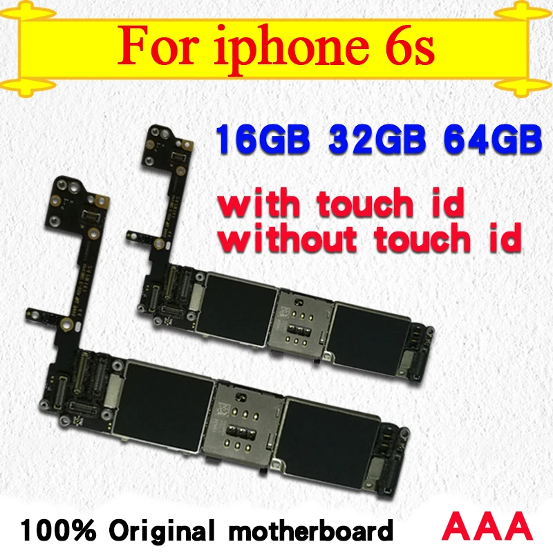 Полностью разблокированная для iPhone 6 S 6 S материнская плата с/без Touch ID, оригинальная для iPhone 6S материнская плата с полным чипом, 16 ГБ 32 г 64 г