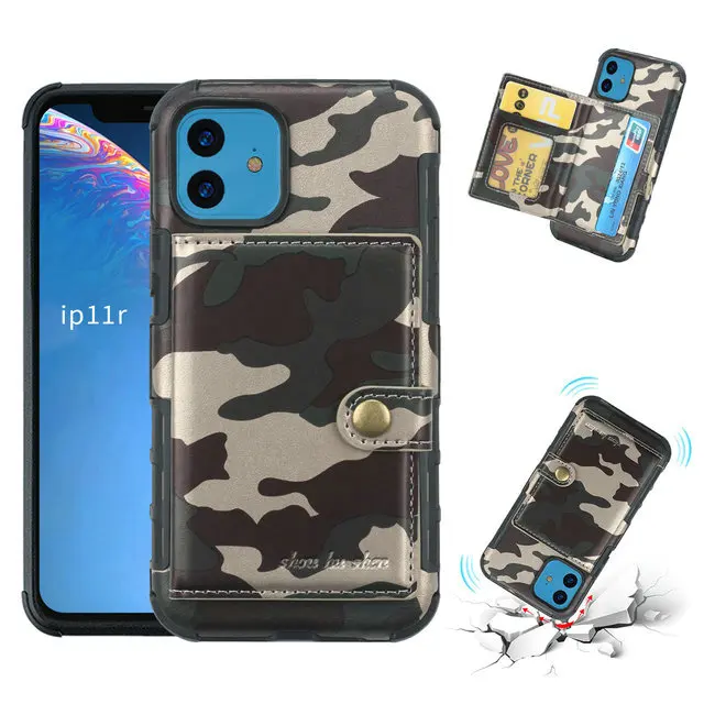Армейский Камуфляжный слот для карт для iPhone 11 Pro Max чехол Камуфляжный флип-чехол Funda для iPhone 11 чехол iPhone11 Pro задняя крышка Coque - Цвет: B