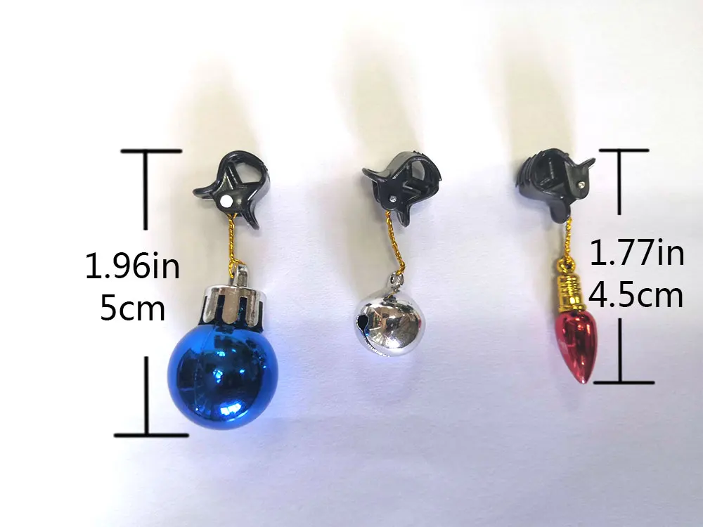 12pcs Set LED Beard Light Christmas balls Clip Bells Hanging Home Party Decoration Accessories Glow in the dark Random Colors