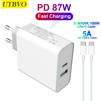 

UTBVO USB-C PD87W Power Adapter,1Port PD87W/65W Wall Charger For Laptops MacBook iPad Pro,1 port USB A 2.4A for Samsung iPhone12