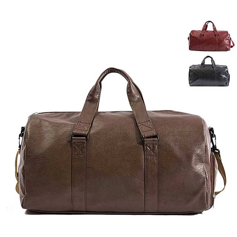

Men Travel Bag Large Duffle Independent Shoes Storage Big Fitness PU Leather Women Handbag Bags Luggage Shoulder Bag