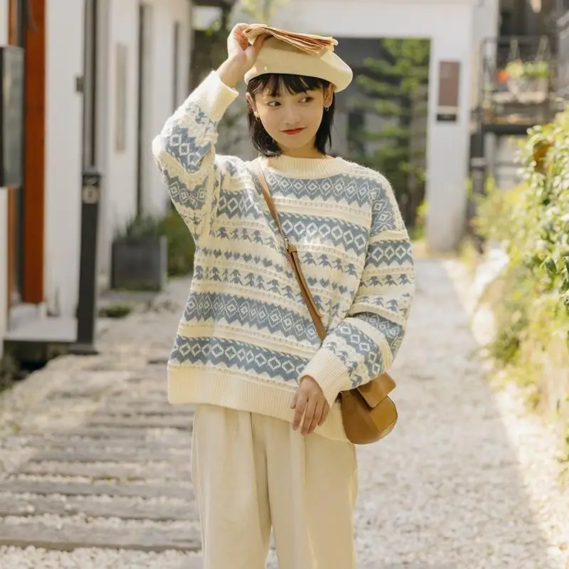 

Sweater Women 2020 Autumn and Winter New Loose Forest Style Literature and Art Retro Japanese Students Harajuku Women's Sweater