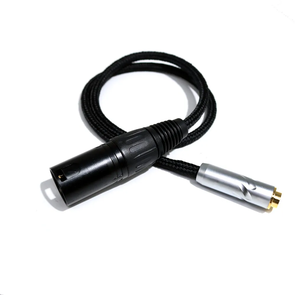 Hifi 8 Cores headphone Cable Audio extension wire cord Silver Plated 4 pin xlr male to 4 4mm female audio adapter plug