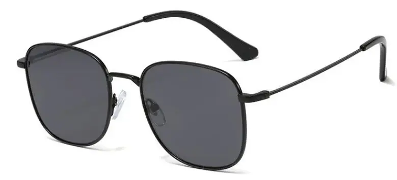 C1 black gray Маленькие солнцезащитные очки цвета шампанского для женщин океанские линзы металлические Квадратные Солнцезащитные очки для мужчин Роскошные Дизайнерские пляжные очки для путешествия UV400 - Цвет линз: C1 black gray