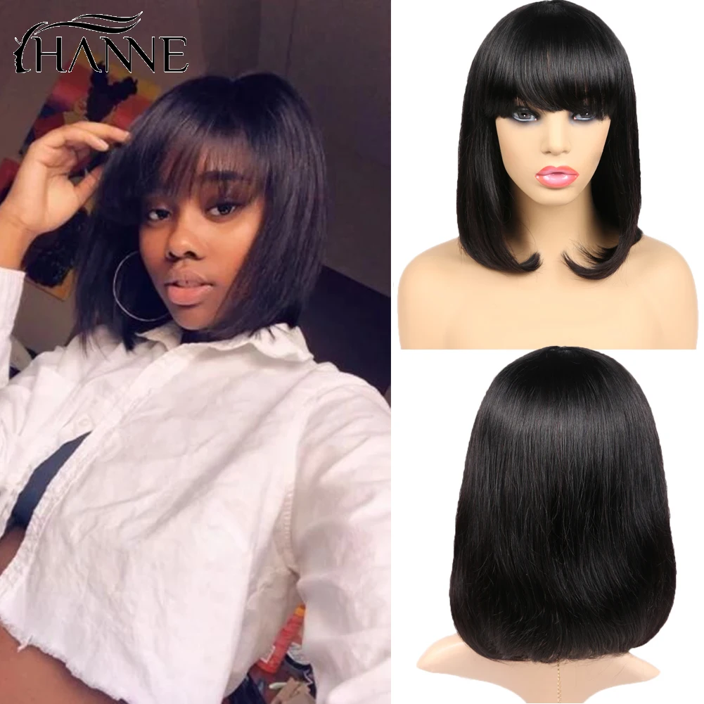 

Short Human Hair Wigs Perruque Cheveux Humain Bob Pixie Cut Wig Brazilian Natural Hair Glueless Wigs with Bangs for Black Women
