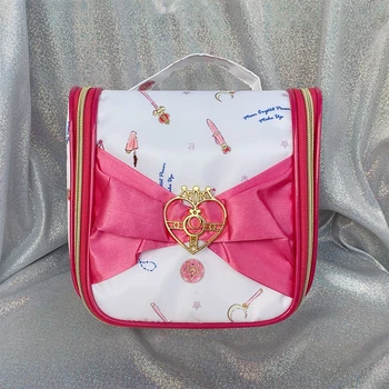 

Sailor Moon Box Shape Pouch Creative Bow Heart Zipper Cosmetic Makeup Bags Women Portable Travel Wash Toiletry Storage Bag Gift