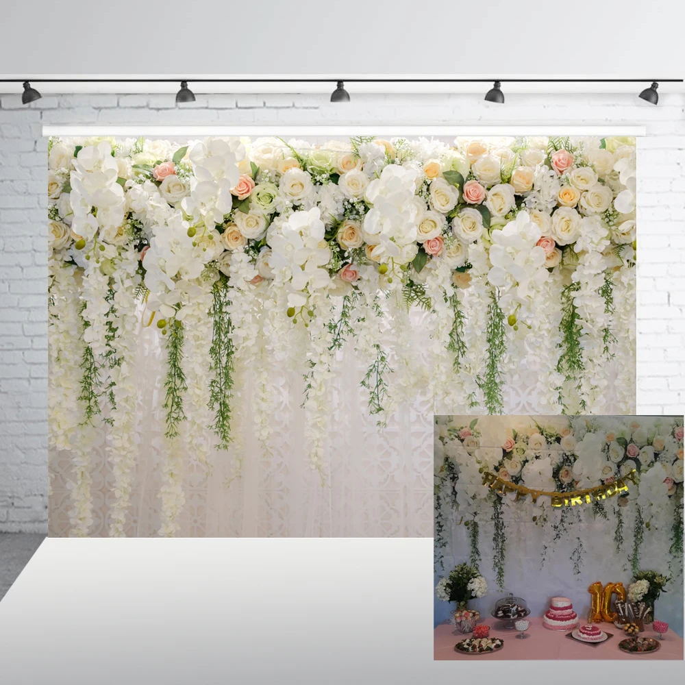 5x5FT Vinyl Photo Backdrops,Baby,Romantic Blooming Flowers Photo Background for Photo Booth Studio Props