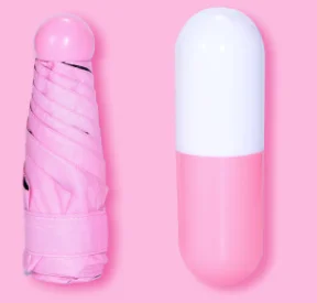 Pink Мини пять раз зонтик капсула зонтик сплошной цвет небольшой свежий зонтик черный клей УФ Защита шесть Скелет бытовой продукт - Цвет: Pink