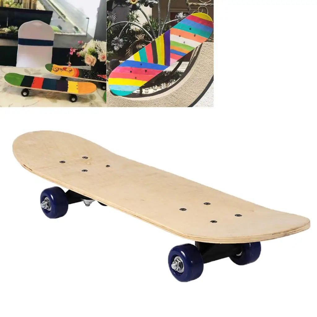 Kids Teens Skateboard Blank DIY Painting Blank Deck 60x15cm Cruiser Skating Maple Wood Longboard Sliding Road Skating