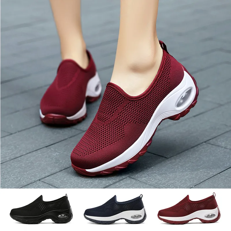 

Women Casual Outdoor Walking Shoes Slip-on Breathable Mesh Sneakers Platform Cushioning Nurse Shoes