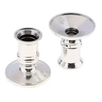 

2pcs Taper Candle Holders Suit For Standard Candlestick Home Room Decors Silver
