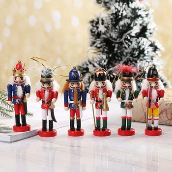 

6pcs Wooden Nutcracker Puppet Christmas Walnuts Soldier Doll Pendant Decoration