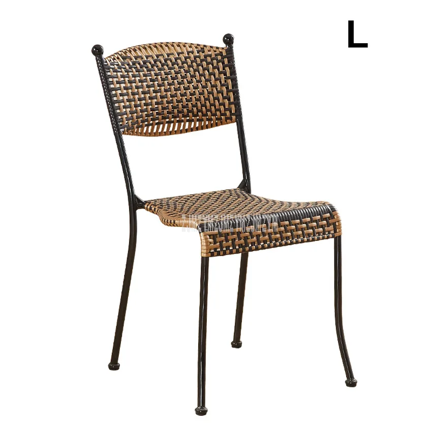 buy 1Set 2pcs Rattan Weave Chair Simple PE Rattan Steel Frame Balcony Living Room Leisure Chair With Backrest For Adult L Size