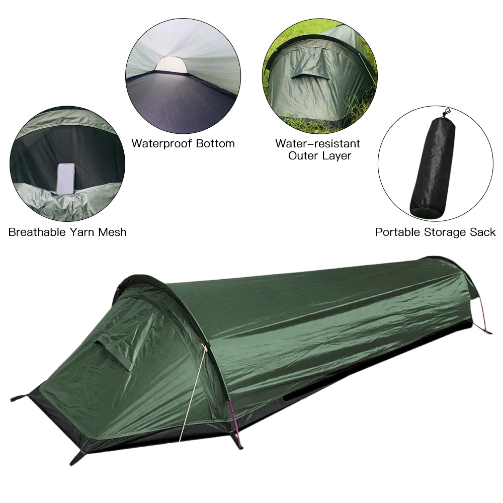 Ultralight Tent Backpacking Tent Outdoor Camping Sleeping Bag Lightweight Single Person Bivvy Bag Tent
