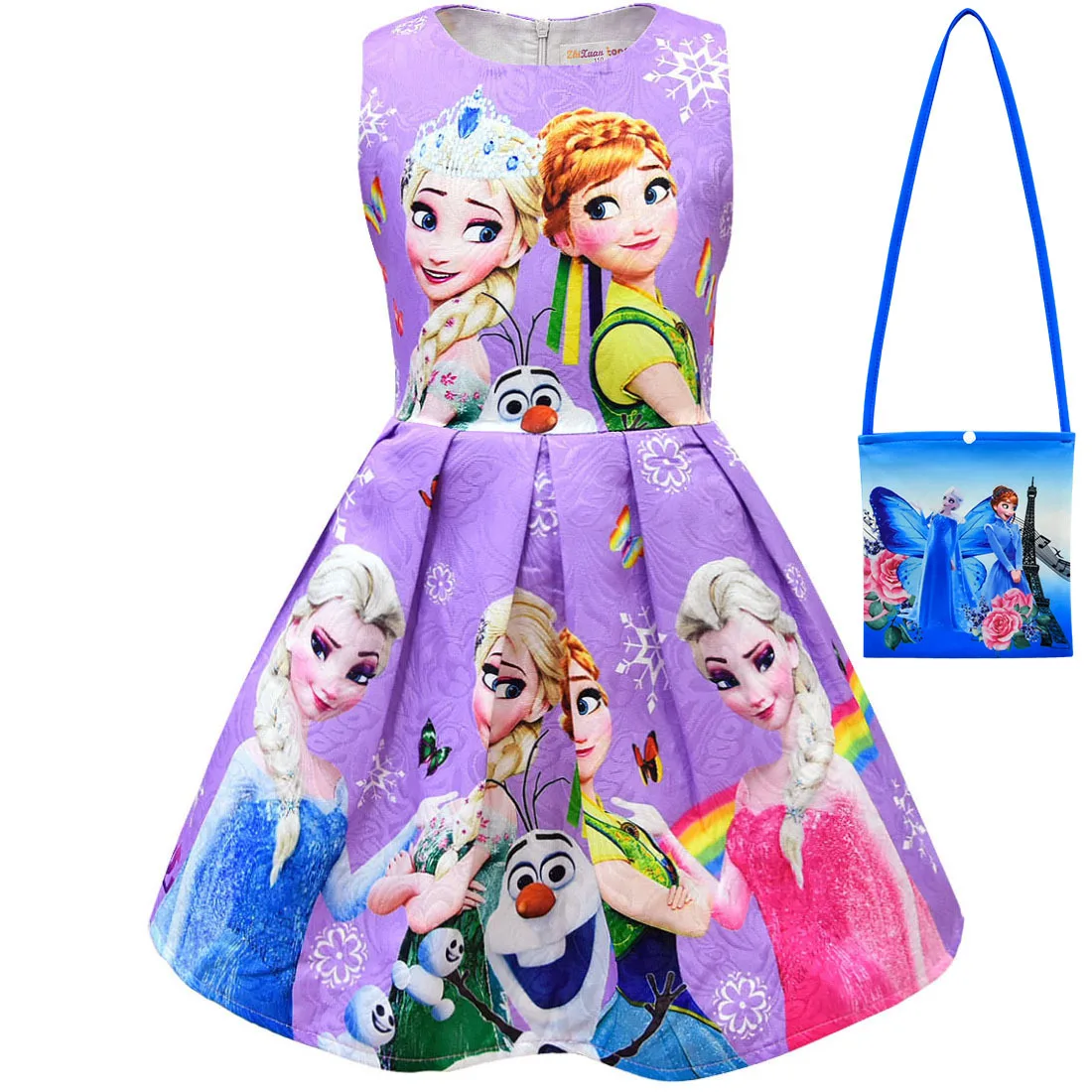 purple-blue bag Рождественское платье принцессы для девочек; одежда Эльзы и Анны; Детские платья для маленьких девочек; robe fille; roupa; платья; vestidos; костюм - Цвет: purple-blue bag