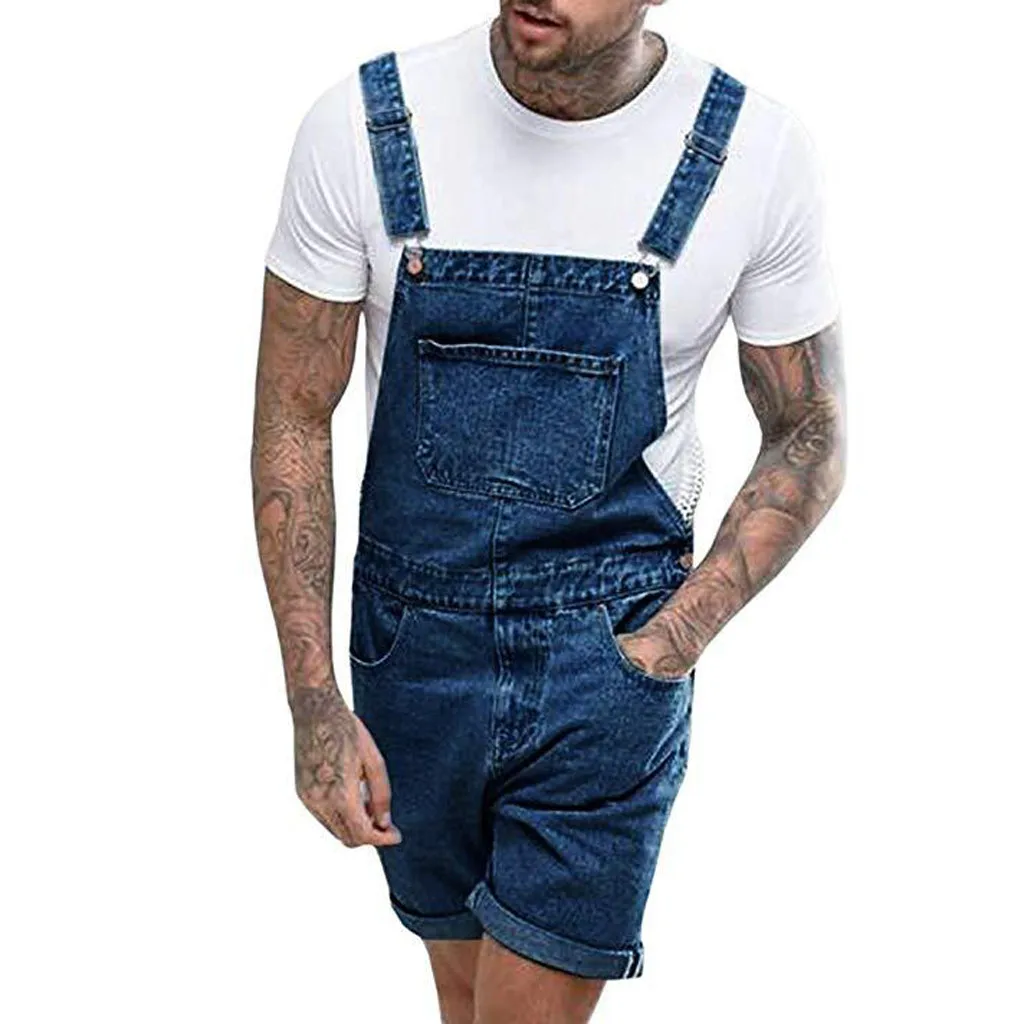 JAYCOSIN-monos vaqueros desgastados para hombre, pantalones cortos con tirantes, 802W