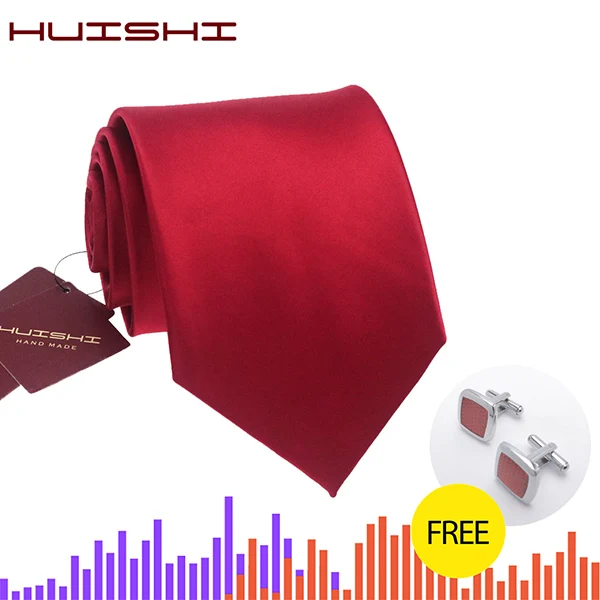 TP18-CL081 HUISHI Новое поступление классический мужской галстук 8 см с запонками подарок формальный галстук сплошной черный красный синий водонепроницаемый галстук для бизнеса - Цвет: TP18-CL081