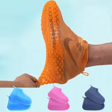 Capa de sapato de látex ao ar livre silicone ciclismo chuva sapatos de inicialização capas reutilizáveis à prova dnon água espessamento antiderrapante usar pé capa proteger(China)