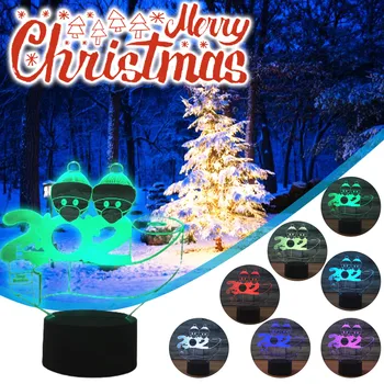 

DIY 3D Nightlight Colorful USB Battery Dual Purpose 2020 Mask Christmas Snowman New year christmas home decor