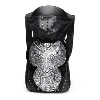 

New personalized hat backpack 3D owl Pu animal Korean outdoor waterproof computer bag for man