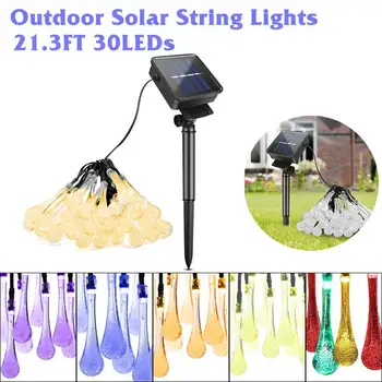 

6.5M 30LED Solar Light String Waterproof Solar Droplet Bulbs Fairy String Light For Outdoor Garden Lawn Solar Lights Party Lamps