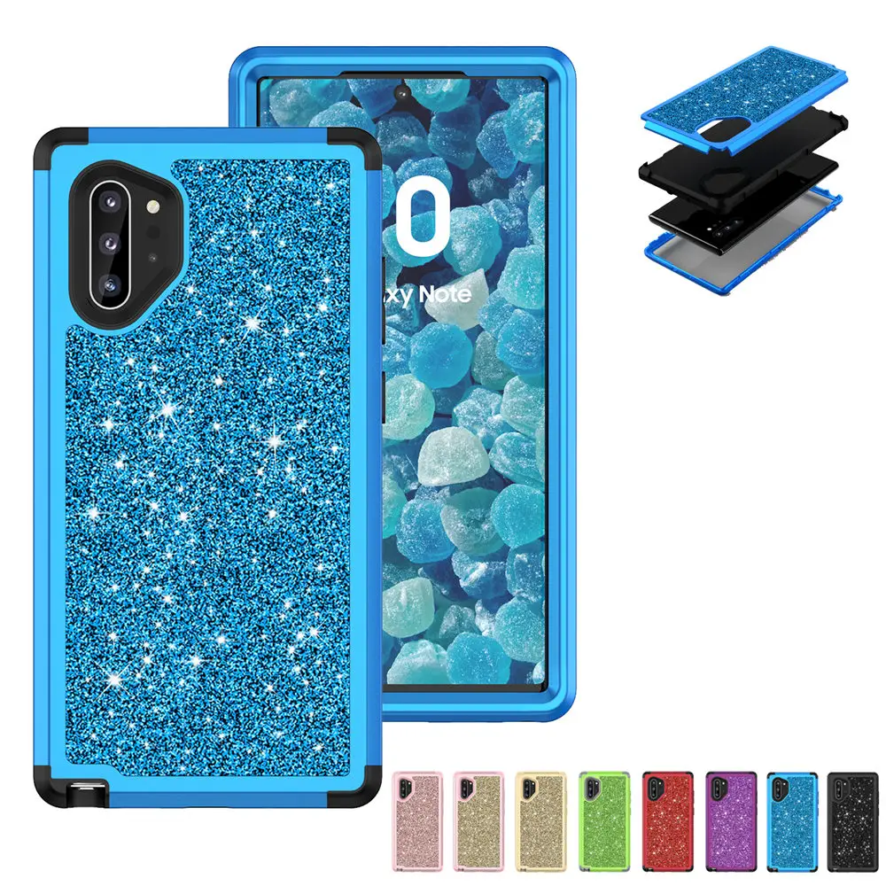 

New Shockproof case For Samsung Note 10 Plus 5G Back Cover on galaxy note 10 5g Hybrid Hard Rubber Impact Armor Bling Phone Case
