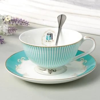 

European blue coffee cup saucer set bone china British afternoon tea set porcelain teapot Tea party tazas de cafe home decor