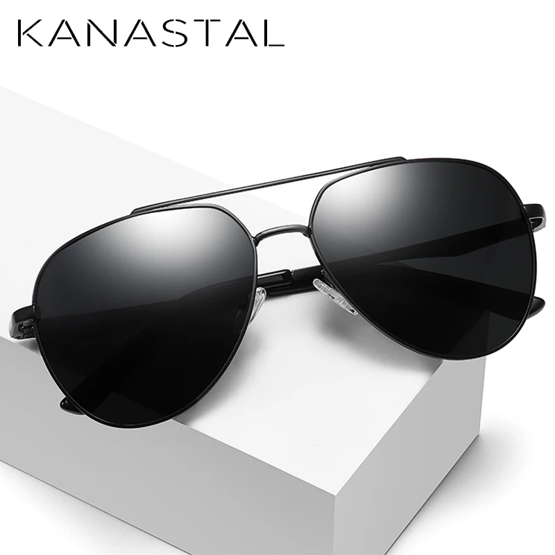 

KANASTAL DESIGN Men Alloy Pilot Sunglasses Aviation Frame Polarized Sun glasses For Men Driving Glasses UV400 Protection gafas