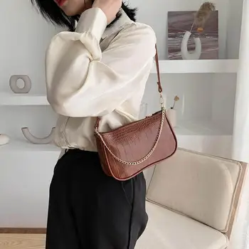 

Messenger Handbags Retro Alligator Pattern Women shoulder bags Chain PU Leather Casual Solid crossbody bags for women Bolsas