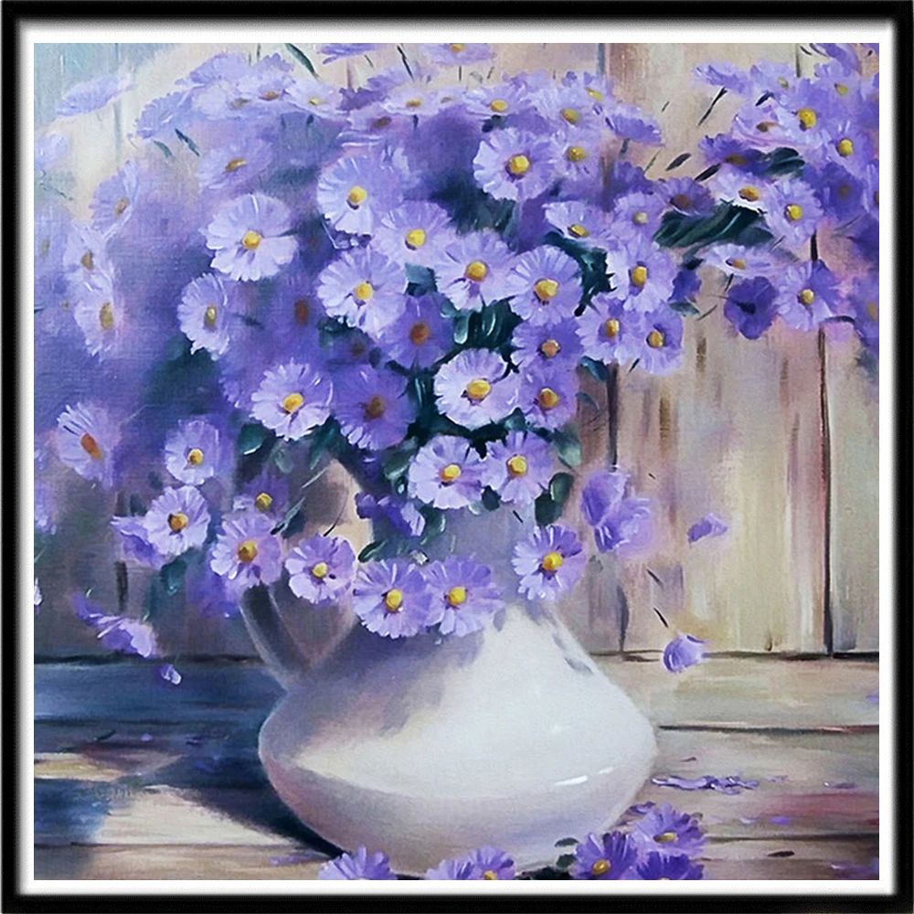 5D DIY diamond painting flower arrangement vase cross stitch diamond mosaic flower basket diamond embroidery indoor wall decorat 