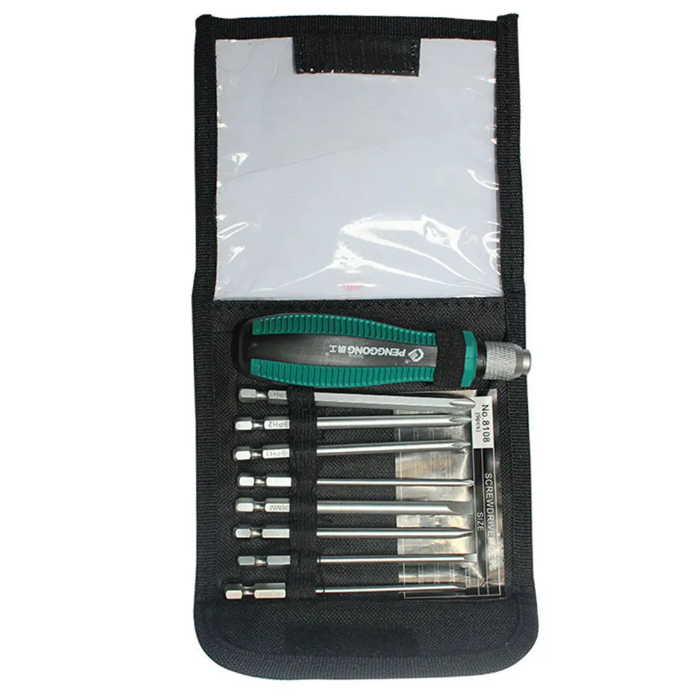9pcs Easy Use Multi-bit Tackle Home Magnetic Screwdriver Set Slotted Dismountable Multifunctional Hand Tools Repair Durable