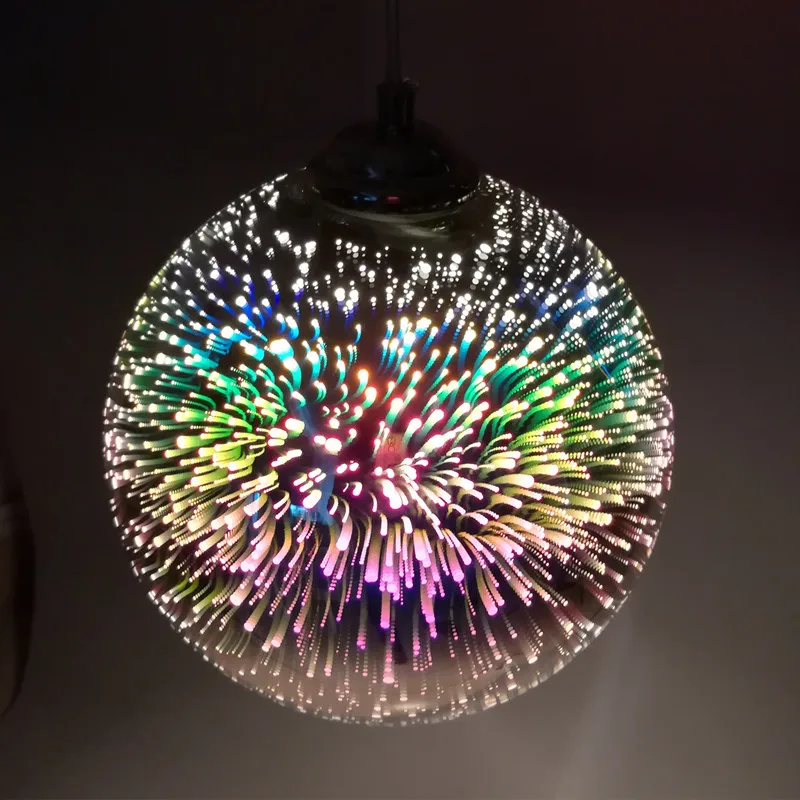 Креативный классический дизайн светодиодный светильник подвесной светильник 3D цветное покрытие стеклянный зеркальный шар подвесной светильник
