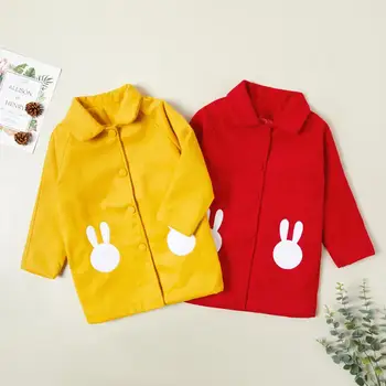 

PatPat Pretty Rabbit Print Button Lapel Collar Overcoat for Kids Girl Coat Clothes