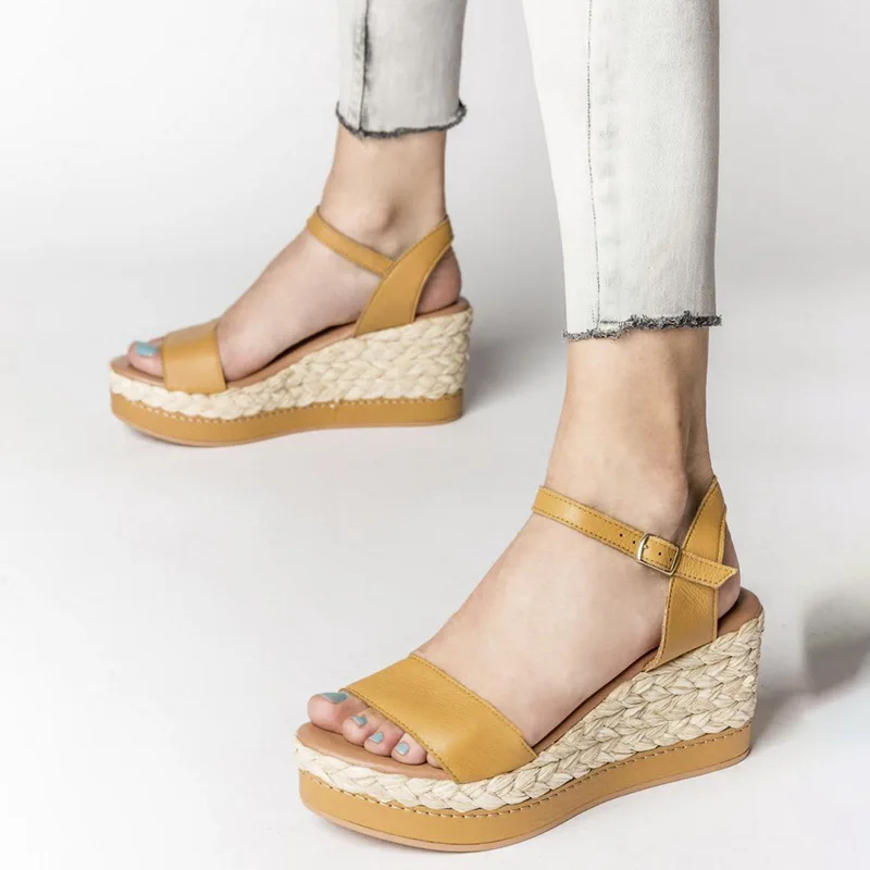 

ADISPUTENT 2020 Women Summer Sandals Female Soft Bottom Platform Bohemia High Heel Sandals Ankle Strap Open Toe Ladies Shoes
